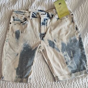 Levi's Blue and White Jean Shorts with Tie-Dye Effect